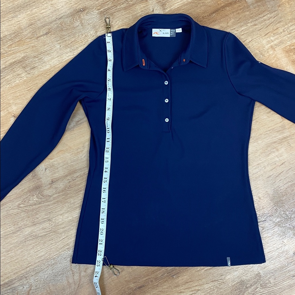 KJUS Celin Navy Blue Women's Small Long-Sleeve Golf SPF 50 Sport Fit Polo - Picture 10 of 11